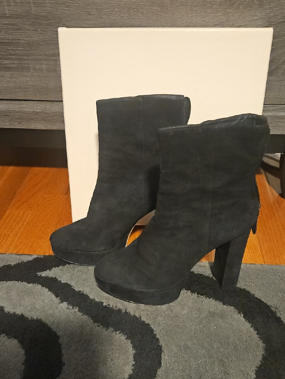 Alexandre Birman Black Suede Platform Ankle Boots